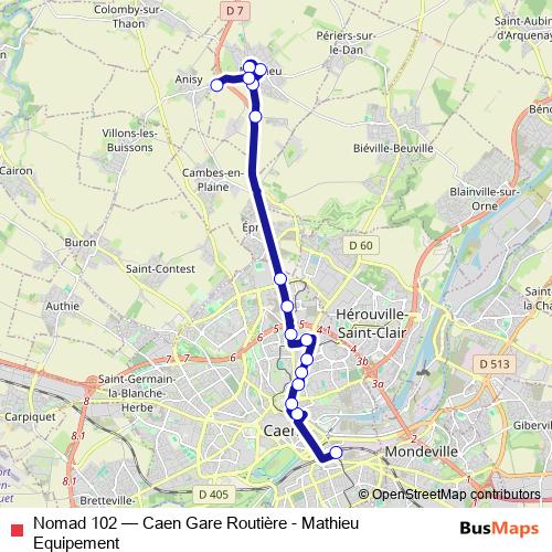 Nomad 102 bus Line Map