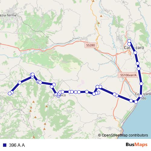 396 A A bus Line Map