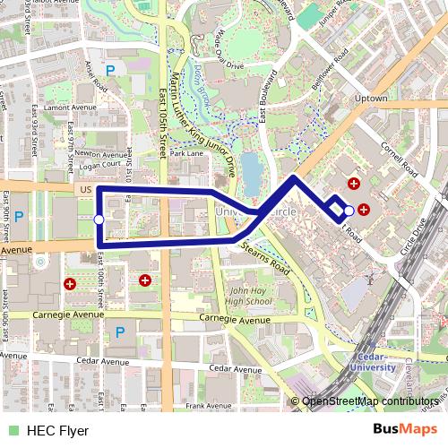 HEC Flyer bus Line Map