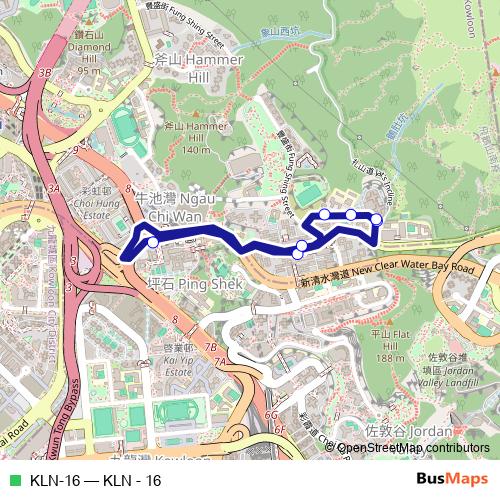 KLN-16 bus Line Map