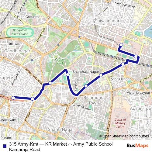 315 Army-Kmt bus Line Map