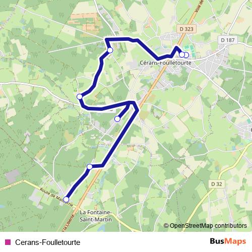 Cerans-Foulletourte bus Line Map