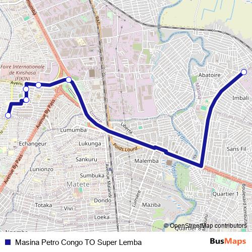 Masina Petro Congo TO Super Lemba bus Line Map