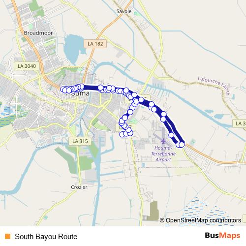 South Bayou Route bus Line Map