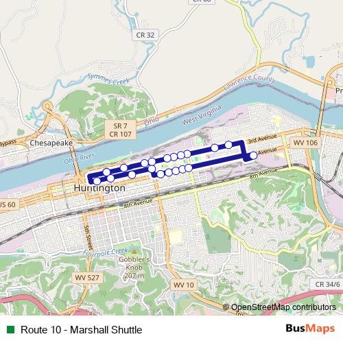 Route 10 - Marshall Shuttle bus Line Map
