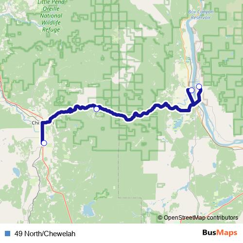 49 North/Chewelah bus Line Map
