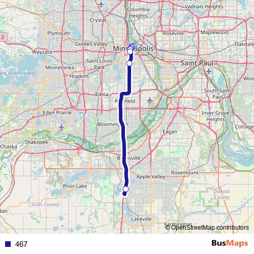 467 bus Line Map