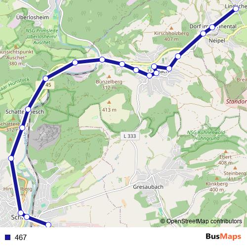 467 bus Line Map
