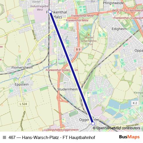 467 bus Line Map