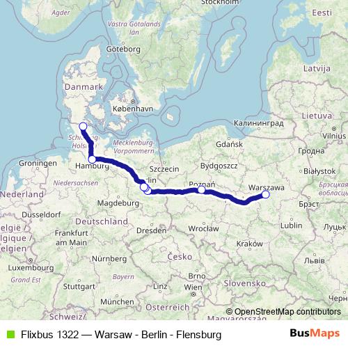 Flixbus 1322 bus Line Map
