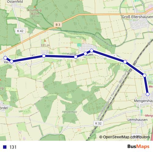 131 bus Line Map