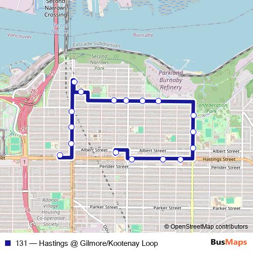 131 bus Line Map