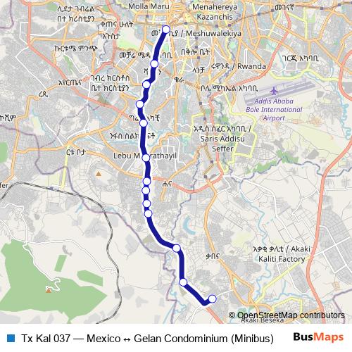 Tx Kal 037 bus Line Map