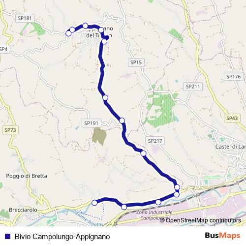 Bivio Campolungo-Appignano bus Line Map