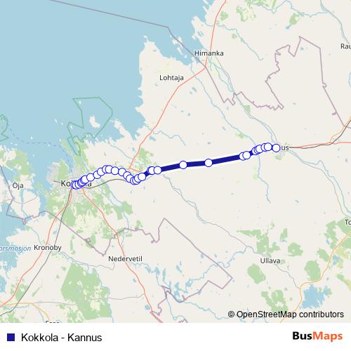 Kokkola - Kannus bus Line Map