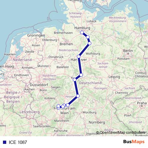 ICE 1087 rail Line Map