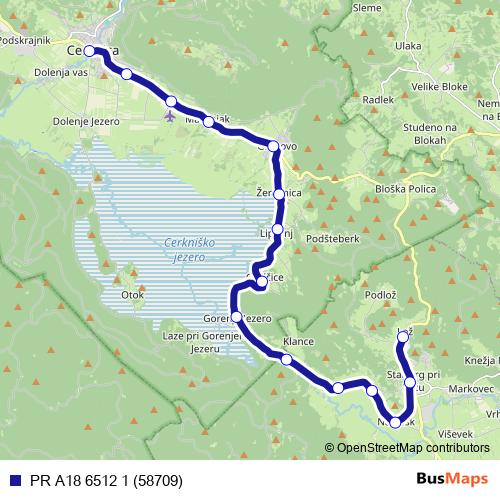 PR A18 6512 1 (58709) bus Line Map
