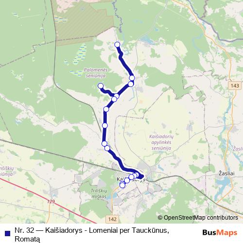 Nr. 32 bus Line Map