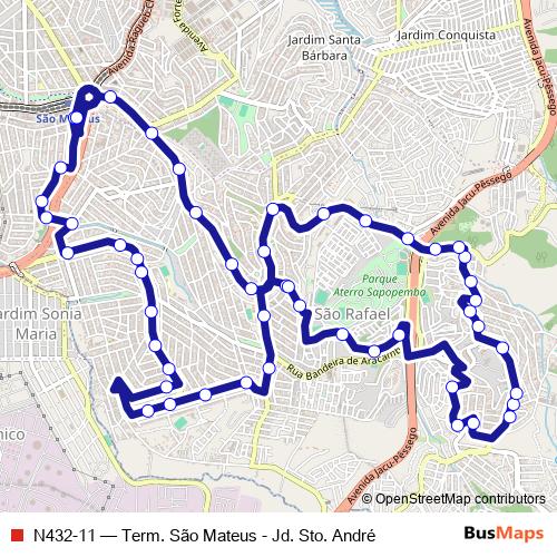 N432-11 bus Line Map