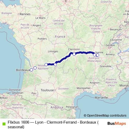 Flixbus 1606 bus Line Map