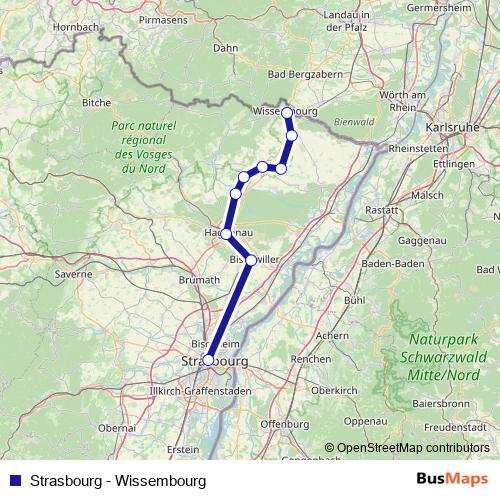 Strasbourg - Wissembourg bus Line Map