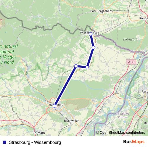 Strasbourg - Wissembourg bus Line Map