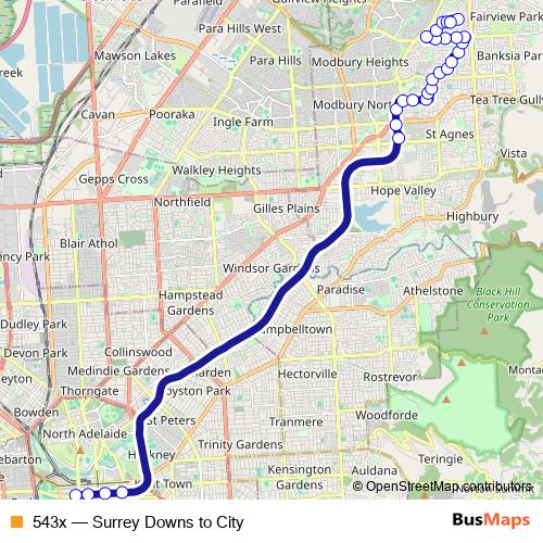 543x bus Line Map