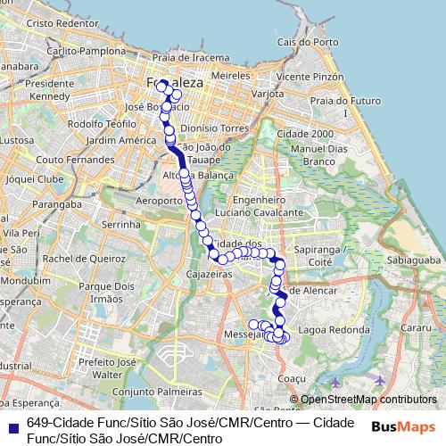 649-Cidade Func/Sítio São José/CMR/Centro bus Line Map