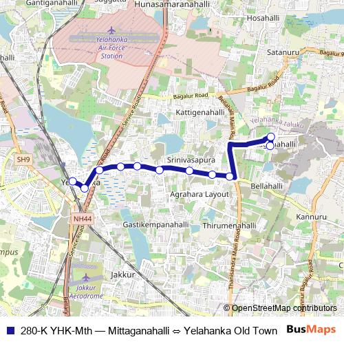 280-K YHK-Mth bus Line Map
