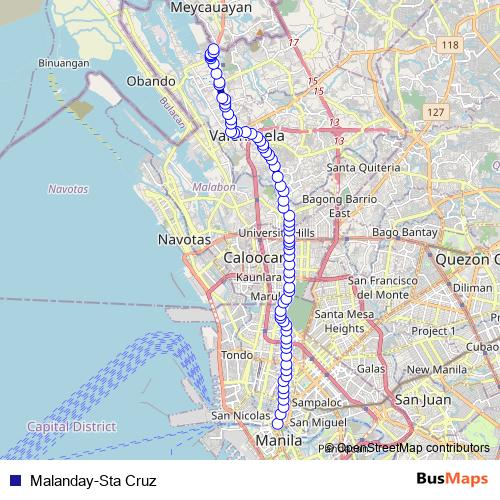 Malanday-Sta Cruz bus Line Map