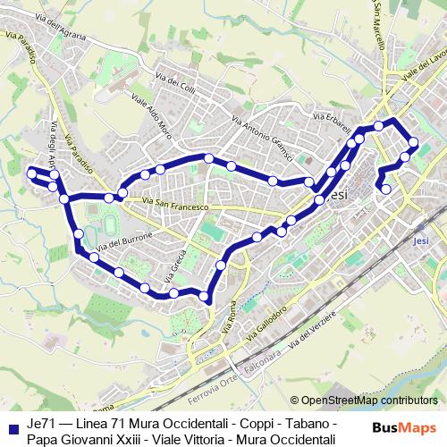 Je71 bus Line Map