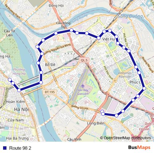 Route 98 2 bus Line Map