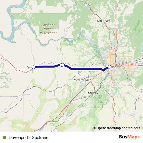 Davenport - Spokane bus Line Map