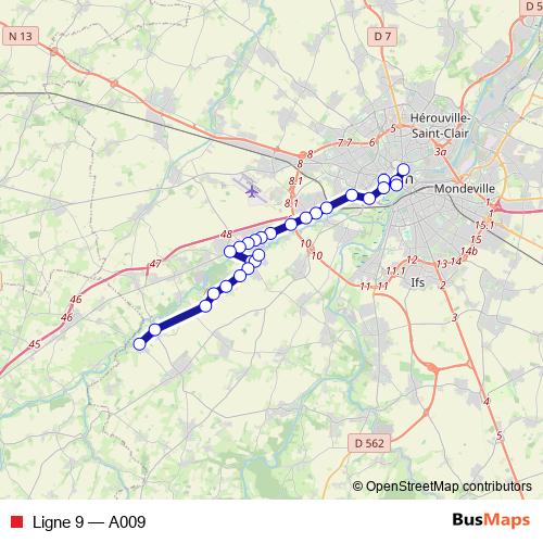 Ligne 9 bus Line Map