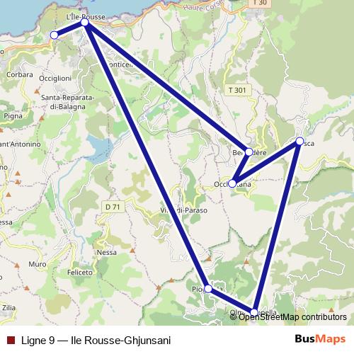 Ligne 9 bus Line Map