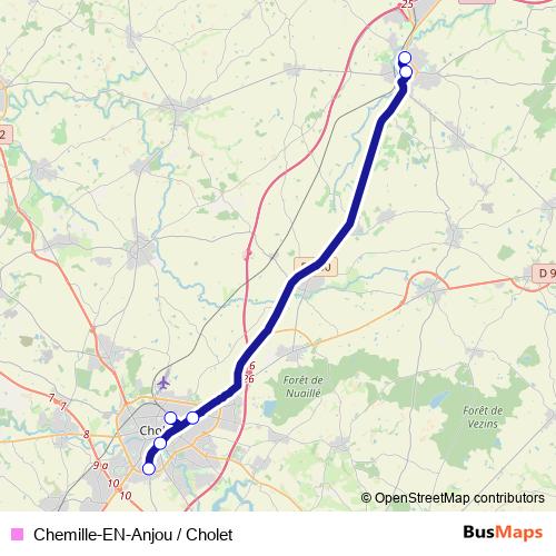 Chemille-EN-Anjou / Cholet bus Line Map