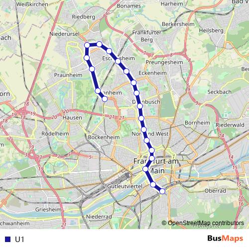 U1 metro Line Map