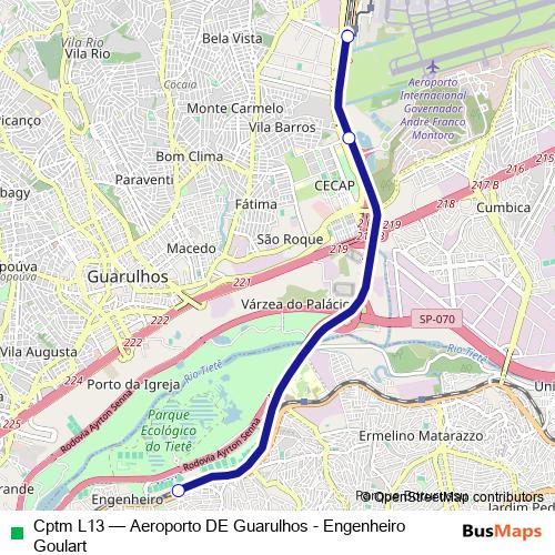 Cptm L13 rail Line Map