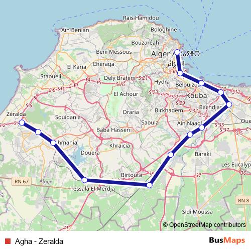 آغا - زرالدة rail Line Map