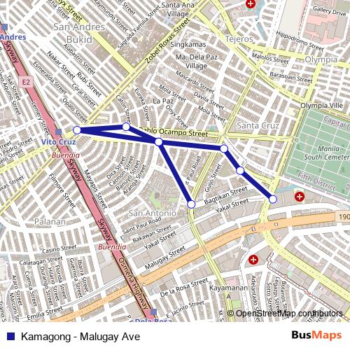 Kamagong - Malugay Ave bus Line Map