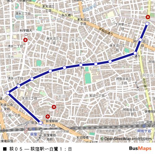 荻０５ bus Line Map