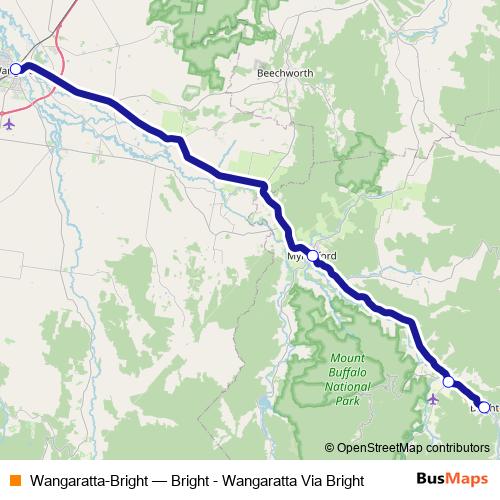 Wangaratta-Bright bus Line Map