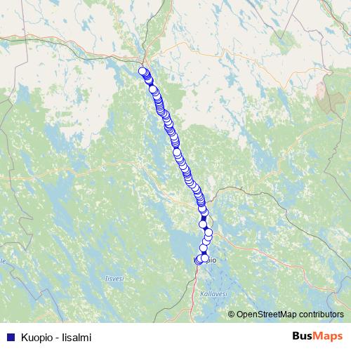 Kuopio - Iisalmi bus Line Map