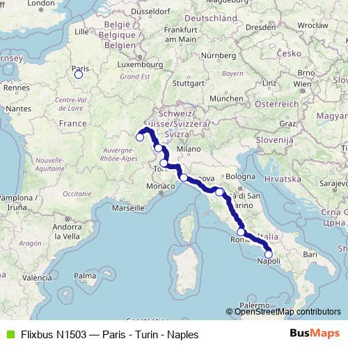 Flixbus N1503 bus Line Map