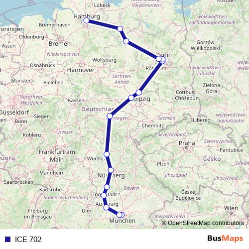 ICE 702 rail Line Map