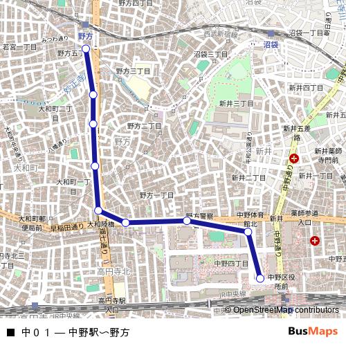 中01 bus Line Map