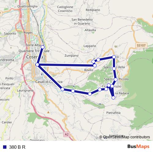 380 B R bus Line Map