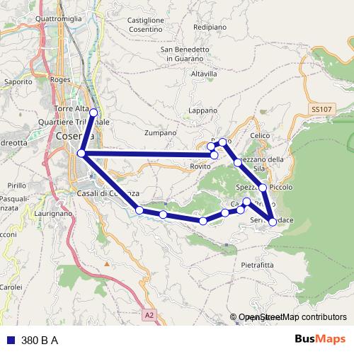 380 B A bus Line Map