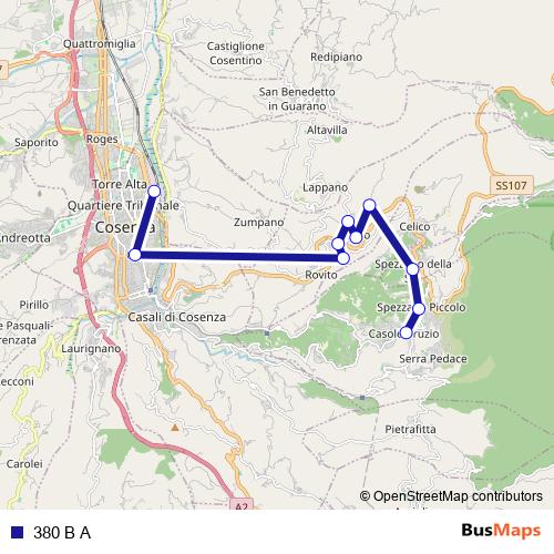 380 B A bus Line Map