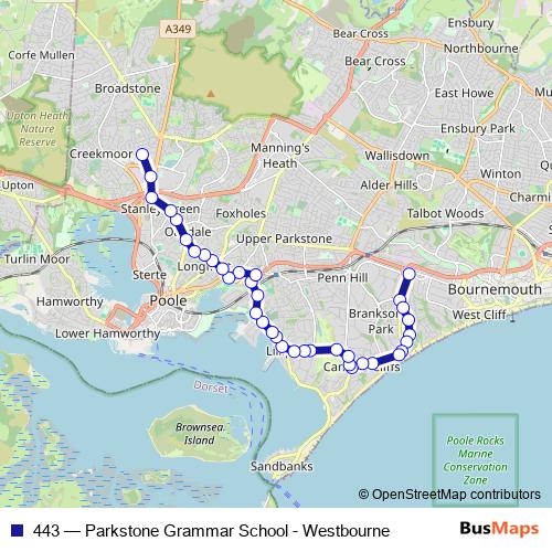 443 bus Line Map